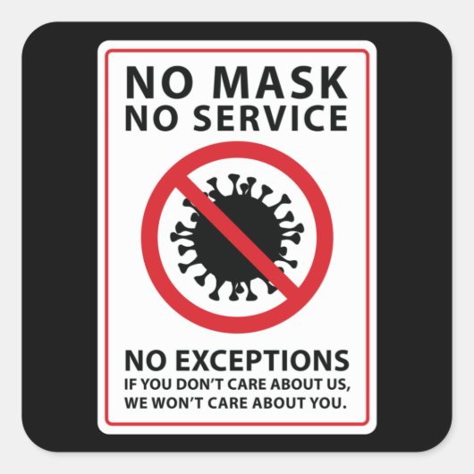 マスクなしサービスなし例外 スクエアシール (正面)