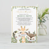 マスクに水彩動物ベビーシャワー郵便 招待状 (スタンド正面)