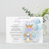 マスクに青い北極の動物ベビー散布 招待状 (スタンド正面)