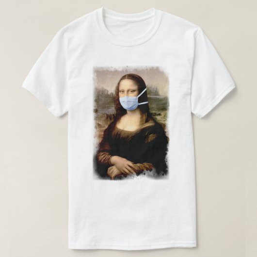 マスクのモナリザ ダ・ヴィンチ芸術パロディ Tシャツ (デザイン正面)