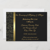 マスクの仮面舞踏会のハロウィンのピンクの招待状 招待状 (裏面)