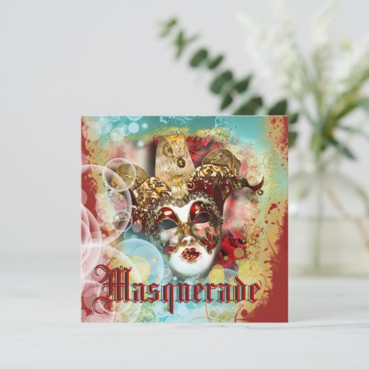 マスクの仮面舞踏会のベニス風の謝肉祭のパーティー 招待状 (スタンド正面)