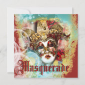 マスクの仮面舞踏会のベニス風の謝肉祭のパーティー 招待状 (正面)