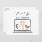 マスクの動物バーチャルベビーシャワーありがとう ポストカード (正面/裏面)