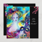 マスクの女性 / ヴェネツィアの仮面舞踏会、黒 招待状 (正面/裏面)