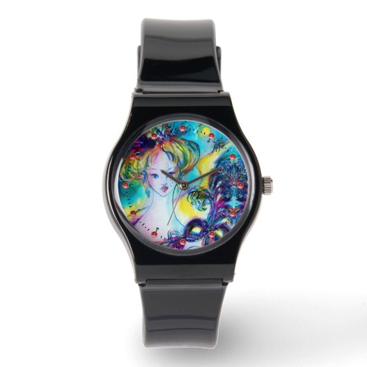 マスクの女性 / ヴェネツィアの仮面舞踏会、黒 腕時計 (正面)