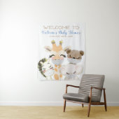 マスクの少年と動物のベビーシャワー 背景 タペストリー (インサイチュ)