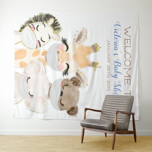 マスクの少年動物ジャンボベビーシャワーバックドロップ タペストリー (インサイチュ(横))