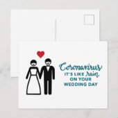 マスクの新婦と新郎 | Like Rain テキスト 案内ポストカード (正面/裏面)