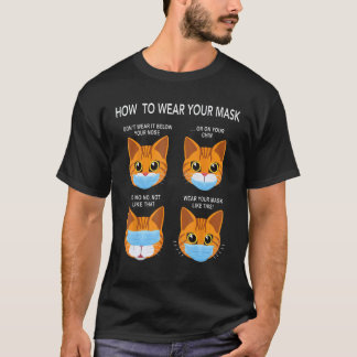 マスクの正しい付け方 おもしろオレンジ猫 フェイスマスク 猫 Tシャツ