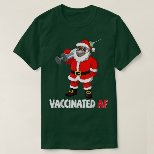 マスクのAFアフリカ系アメリカ人サンタクロースの予防接種 Tシャツ (デザイン正面)