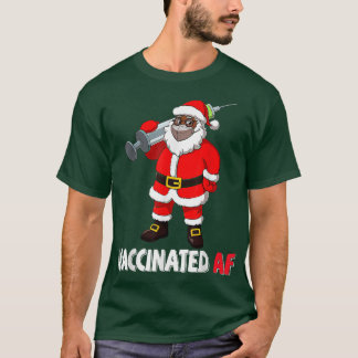 マスクのAFアフリカ系アメリカ人サンタクロースの予防接種 Tシャツ