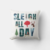マスクはっきりした文字冬のシーン'Sleigh All Day' クッション (正面)