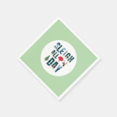 マスクはっきりした文字冬のシーン'Sleigh All Day' スタンダードカクテルナプキン (角)