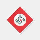 マスクはっきりした文字冬のシーン'Sleigh All Day' スタンダードカクテルナプキン (角)