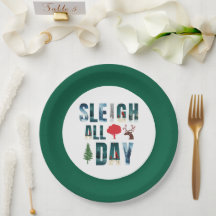 マスクはっきりした文字冬のシーン'Sleigh All Day'