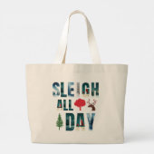 マスクはっきりした文字冬のシーン'Sleigh All Day' ラージトートバッグ (裏面)