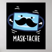 マスクひげおもしろいマスク口ひげプリン濃いBG ポスター (正面)