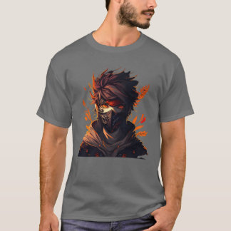 マスクをしたかっこいいアニメ少年 漫画ファン Tシャツ