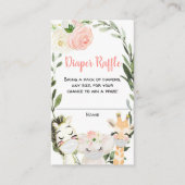 マスクをしたサファリの動物たちのオムツくじカード エンクロージャーカード (正面)