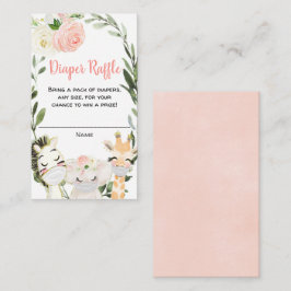 マスクをしたサファリの動物たちのオムツくじカード エンクロージャーカード