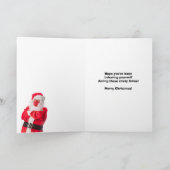 マスクをしたサンタのクリスマスプレゼントリストユーモア シーズンカード (内部)