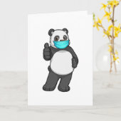 マスクをしたパンダ カード (黄色い花)