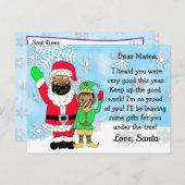 マスクをした人種のサンタとエルフの手紙を子供に シーズンポストカード (正面/裏面)