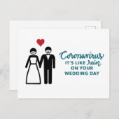 マスクをした花嫁と花婿 | Like Rain テキスト 案内ポストカード (正面/裏面)