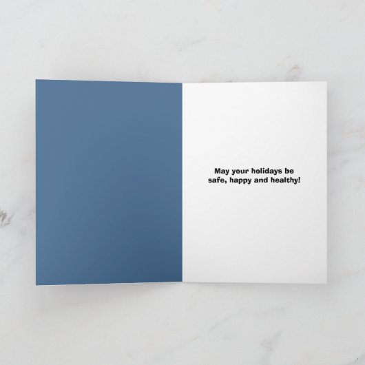 マスクをした雪だるまのハッピーホリデー シーズンカード (内部)