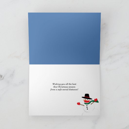 マスクをした雪だるまカップルと一緒にクリスマスを楽しもう シーズンカード (内部)