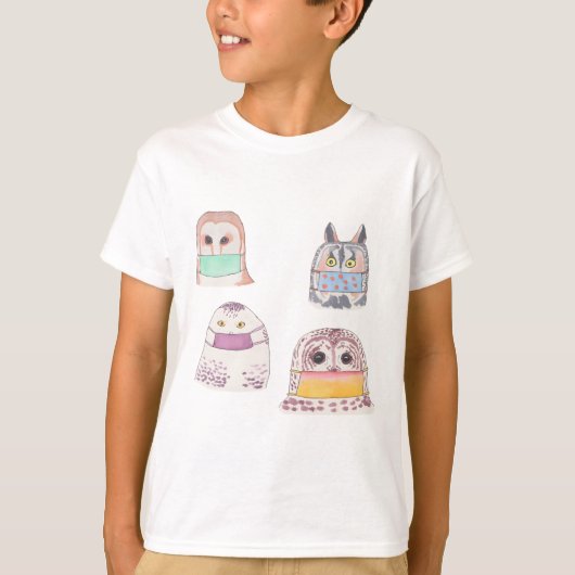 マスクをした鳥たち。2020年鳥 Tシャツ (正面)