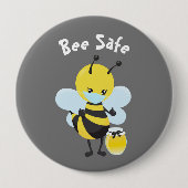 マスクをして安全に 缶バッジ (正面)