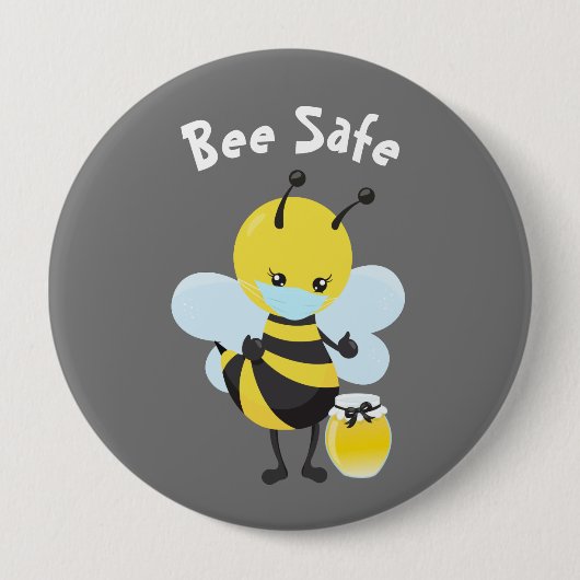 マスクをして安全に 缶バッジ (正面)