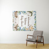 マスクを付けた動物の男の子 ベビーシャワー 背景 タペストリー (インサイチュ(横))