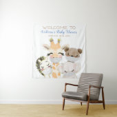 マスクを着けた動物の男の子 ベビーシャワー SQ 背景 タペストリー (インサイチュ)