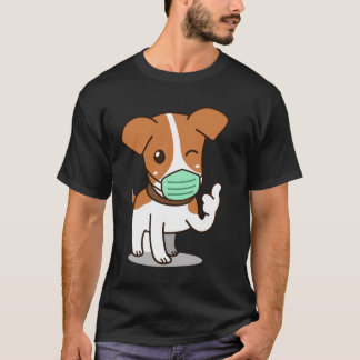 マスクを着た犬の漫画 Tシャツ