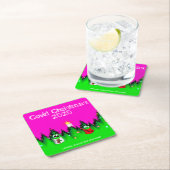 マスクを着ておもしろいいるCovidクリスマスツリー スクエアペーパーコースター (インサイチュ)