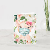 マスクを着用したかわいい豚 | ソーシャルディスタンス カード (正面)