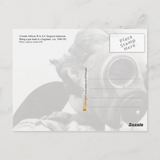 マスクを着用したWAAF ポストカード (裏面)