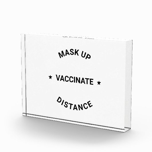 マスクアップ、距離、予防接種モダン文字 フォトブロック (右)