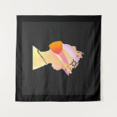 マスクアートを身に着けた顔ポップ・アートの女王 タペストリー (正面(横))