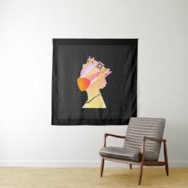 マスクアートを身に着けた顔ポップ・アートの女王 タペストリー