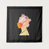 マスクアートを身に着けた顔ポップ・アートの女王 タペストリー (正面)