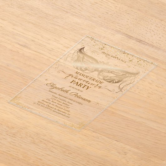 マスクエレガントスターズ紙吹雪キンセアニラ アクリル招待状 (レイダウン)