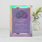 マスクエレガントダイヤモンド虹ホログラフィック 招待状 (スタンド正面)