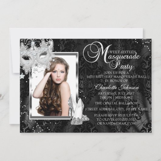 マスクエレガントヒール仮装フォト甘い16 招待状 (正面)