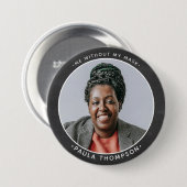 マスクカスタムなしの笑顔の従業員フォトID 缶バッジ (正面&裏面)