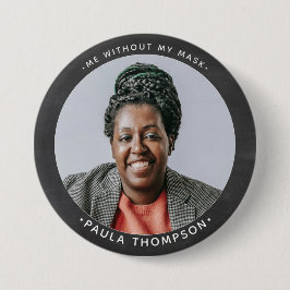 マスクカスタムなしの笑顔の従業員フォトID 缶バッジ