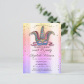 マスクカラフルダイアモンズマスカレードスウィート16 インビテーションポストカード (スタンド正面)